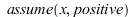 assume(x, positive); 